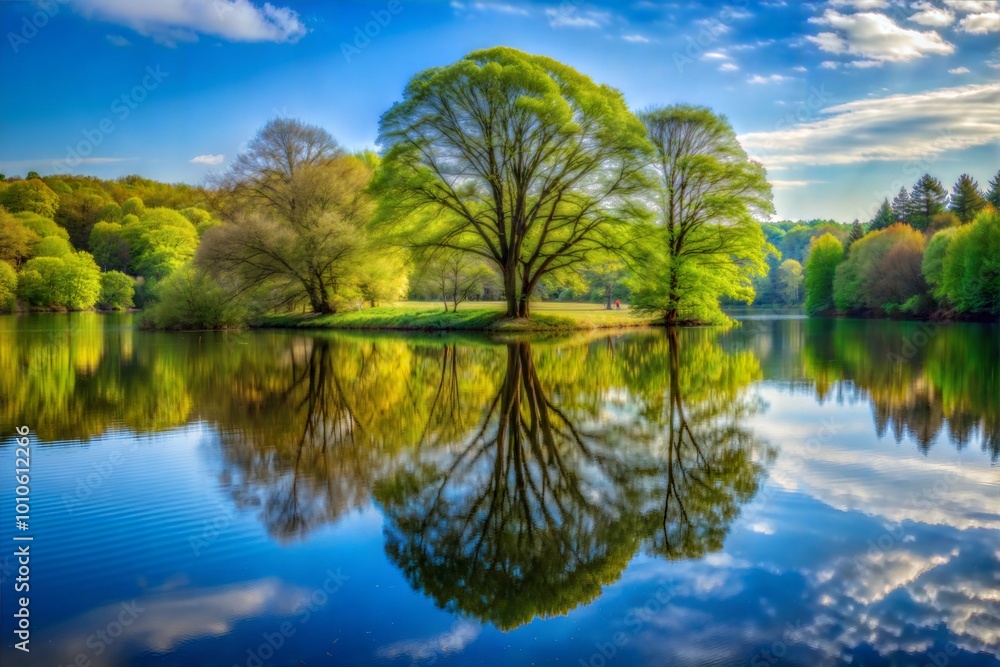 Nature beauty reflected in serene lake Nature beauty reflected in serene lake