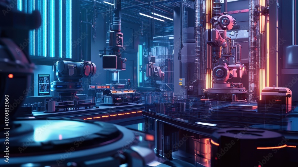 Futuristic Cyberpunk Industrial Machinery and Technology Futuristic Cyberpunk Industrial Machinery and Technology