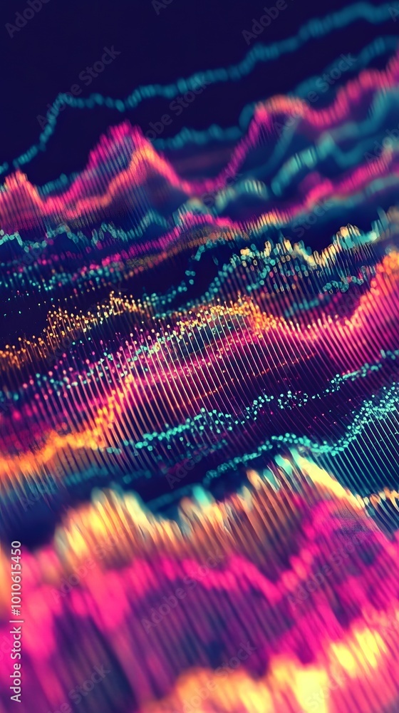 Abstract Neon Lines and Glowing Dots on Dark Background Abstract Neon Lines and Glowing Dots on Dark Background