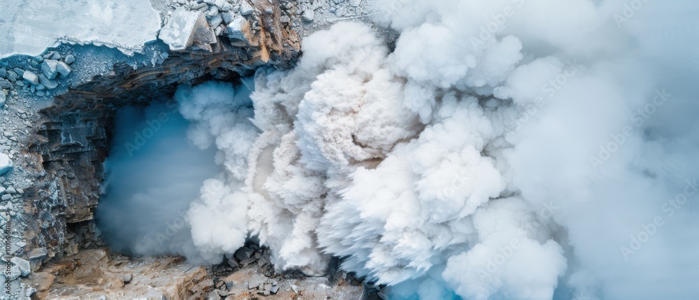 Aerial View of Mineral Deposit Excavation with Dust Cloud Aerial View of Mineral Deposit Excavation with Dust Cloud