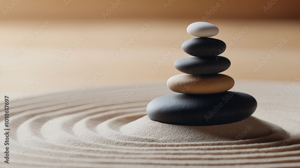 Balanced Stones in Tranquil Sand Design Balanced Stones in Tranquil Sand Design