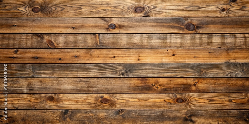 A Rustic Composition of Parallel Wooden Planks, Showing Natural Grain, Knots, and a Distressed Finish A Rustic Composition of Parallel Wooden Planks, Showing Natural Grain, Knots, and a Distressed Finish
