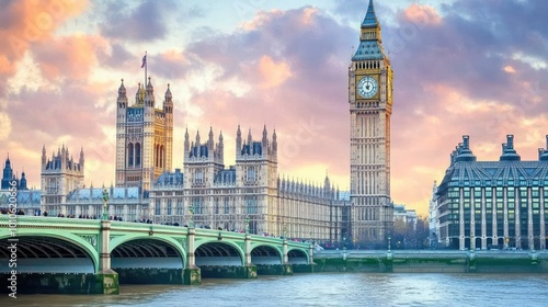 Big Ben and the Houses of Parliament in London.