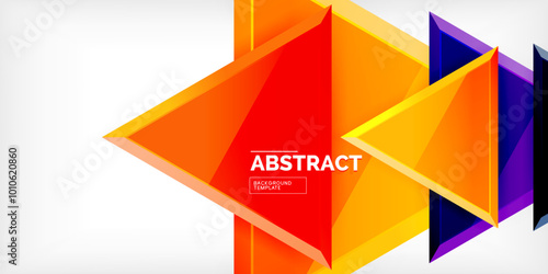 Abstract background - colorful triangles with 3d effect. Vector Illustration For Wallpaper, Banner, Background, Card, Book Illustration, landing page