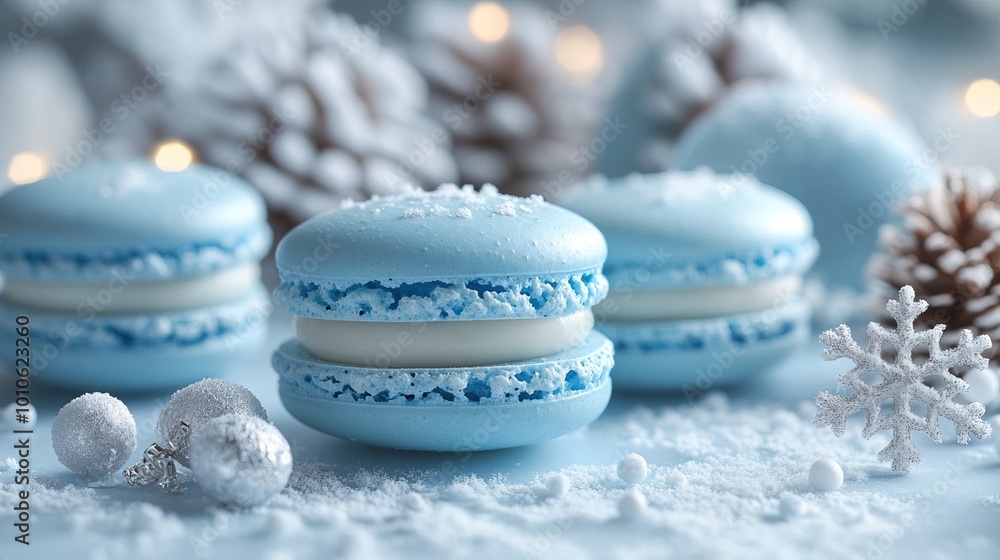 Light blue winter macaron sweets Light blue winter macaron sweets
