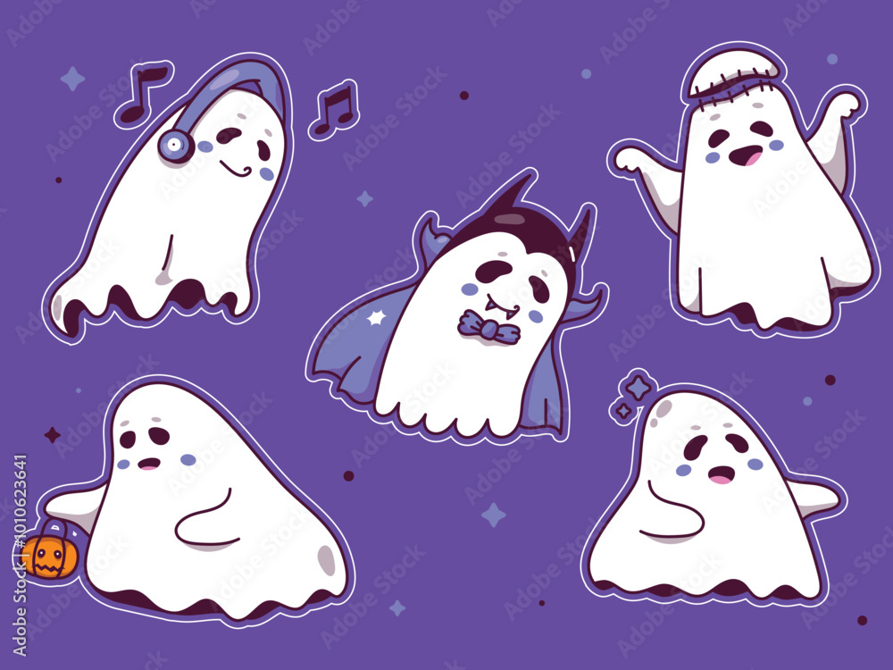 Flat halloween ghosts collection Flat halloween ghosts collection