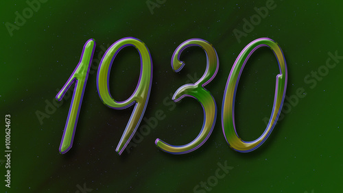 3D green with blue border design of number 1930 on green background.