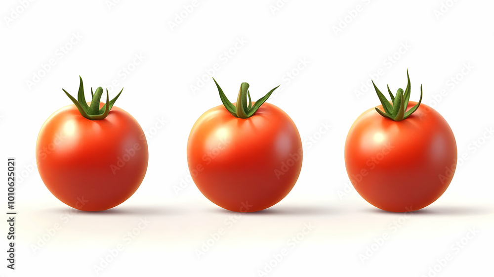 Three Red Ripe Tomatoes Isolated on White Background Three Red Ripe Tomatoes Isolated on White Background