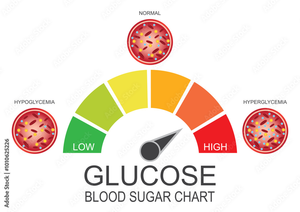 Foto Glucose Blood sugar chart.