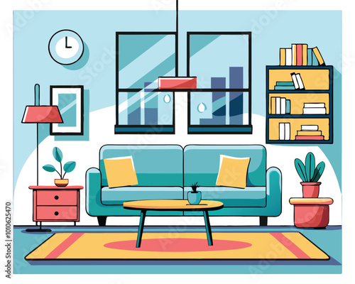 Modern Living Room Interior Design with Plants