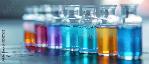 Close-Up of Oil and Water Samples in Colorful Bottles