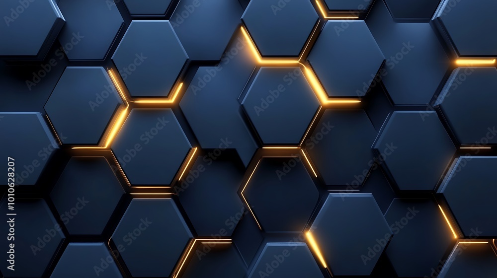 Abstract hexagonal pattern with glowing lines. Abstract hexagonal pattern with glowing lines.