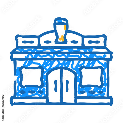 brasserie street cafe doodle icon sketch vector. brasserie street cafe sign. isolated symbol illustration