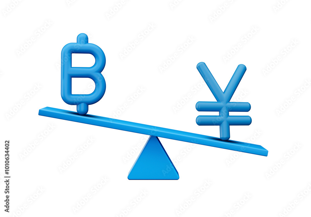 3d Blue Baht And Yen Symbol Icons With 3d Blue Balance Weight Seesaw, 3d illustration
3d Blue Baht And Yen Symbol Icons With 3d Blue Balance Weight Seesaw, 3d illustration