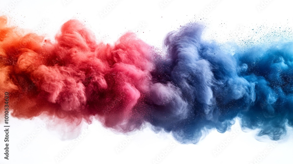 Explosive Red and Blue Smoke in Motion Generative AI Explosive Red and Blue Smoke in Motion Generative AI