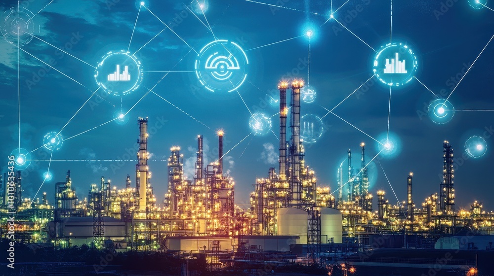 Futuristic Smart Industrial Factory, Connected Automation, and Technology Innovation Futuristic Smart Industrial Factory, Connected Automation, and Technology Innovation