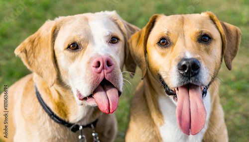 Dogs hanging outdoor happy and friendly