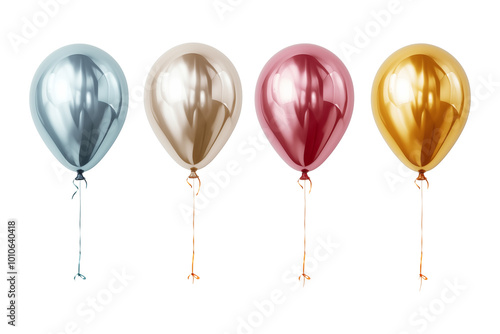 Set of foil balloons 3D on transparent background.