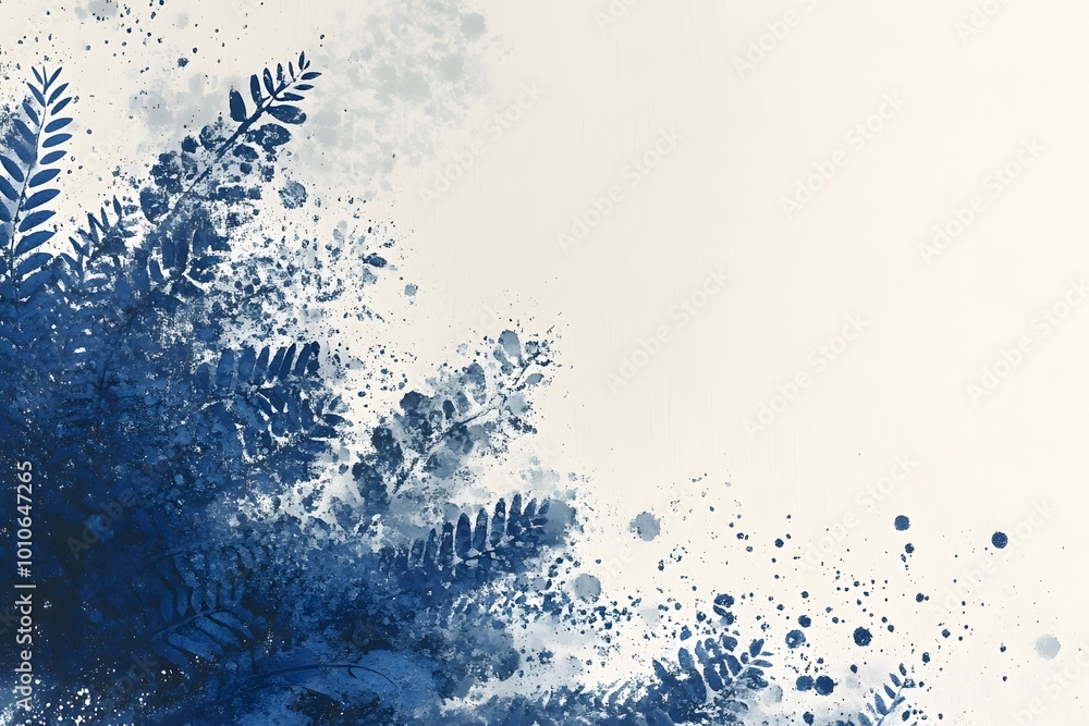 Obraz premium Watercolor Blue Floral Background with Splashes