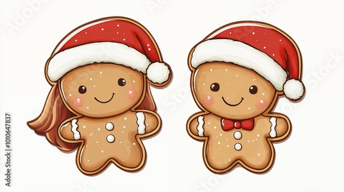 Two Christmas gingerbread cookies - male and female.