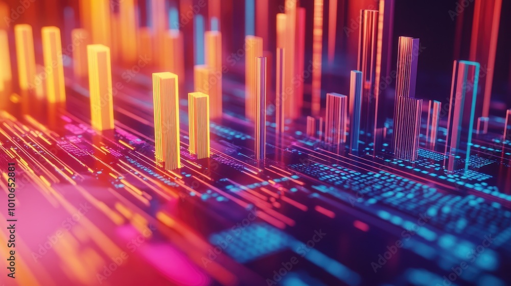 Colorful Abstract Data Visualization in Digital Space Colorful Abstract Data Visualization in Digital Space