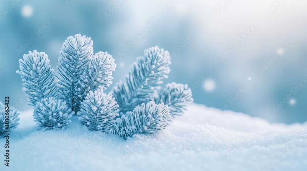 A serene winter background with small pine trees covered in snow, perfect for adding holiday decorations or festive designs, making it ideal as a card template A serene winter background with small pine trees covered in snow, perfect for adding holiday decorations or festive designs, making it ideal as a card template