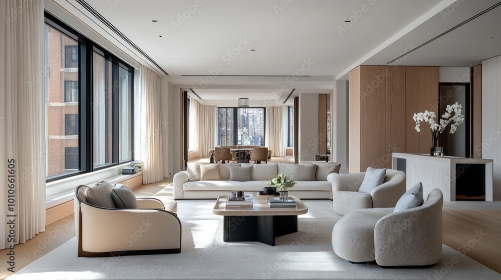 Modern Elegant Living Room with Natural Light Modern Elegant Living Room with Natural Light
