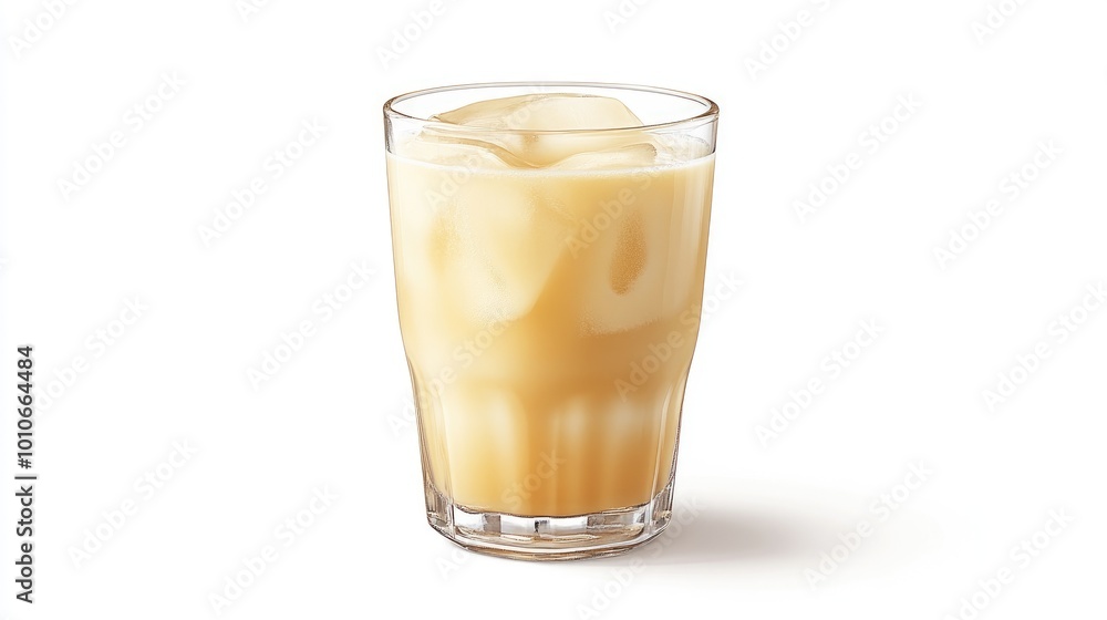 Creamy Beverage in a Glass with Ice Cubes Creamy Beverage in a Glass with Ice Cubes