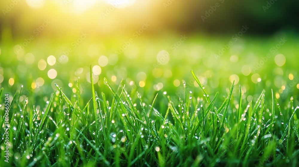 Morning Dew on Fresh Grass Blades Morning Dew on Fresh Grass Blades