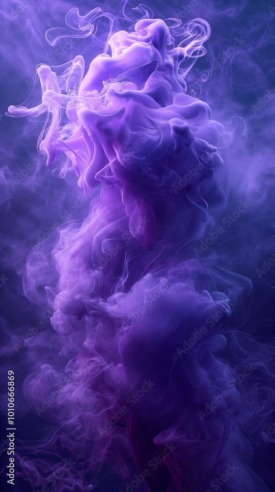 Fototapeta premium Ethereal purple smoke swirling in air, dramatic abstract background, wallpaper. Generative AI