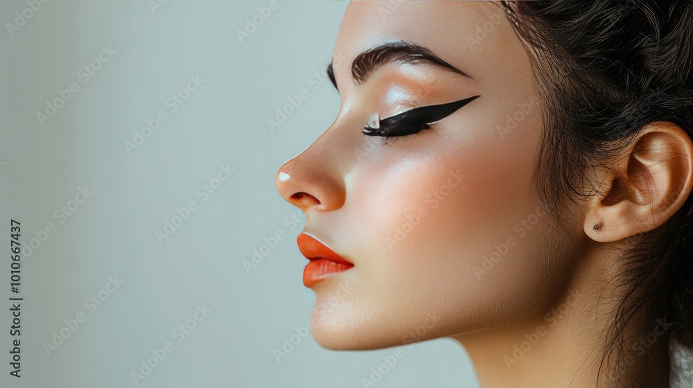 Beautiful Profile of Woman with Bold Eyeliner Beautiful Profile of Woman with Bold Eyeliner