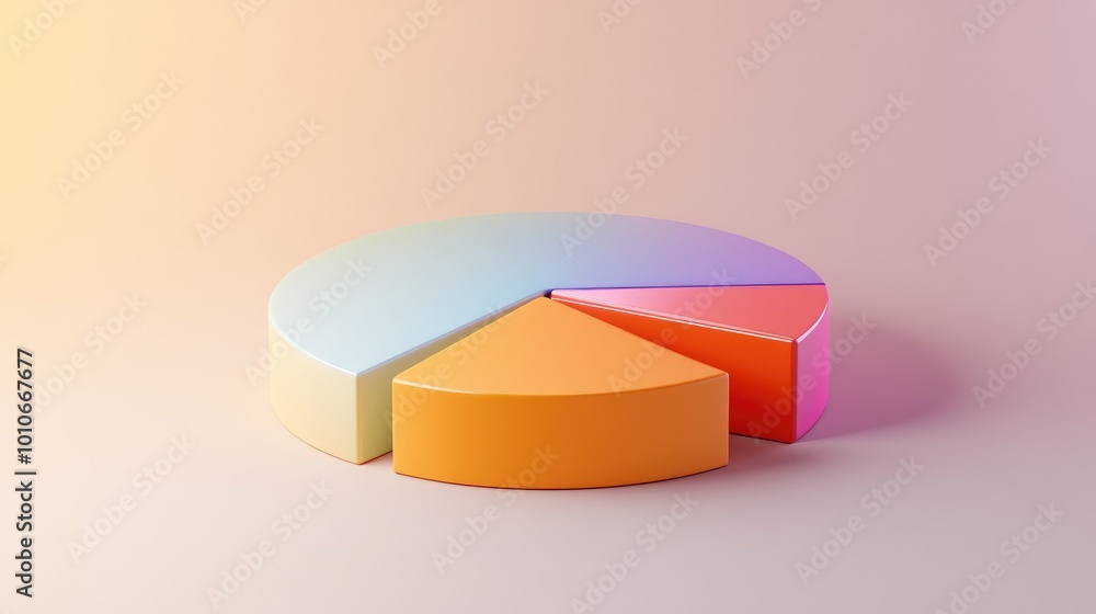 Colorful 3D Pie Chart on Soft Background Colorful 3D Pie Chart on Soft Background