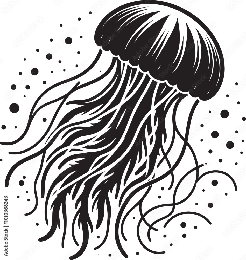Beautiful Jellyfish Silhouette isolated on a white background Minimalist Jellyfish vector shape Beautiful Jellyfish Silhouette isolated on a white background Minimalist Jellyfish vector shape