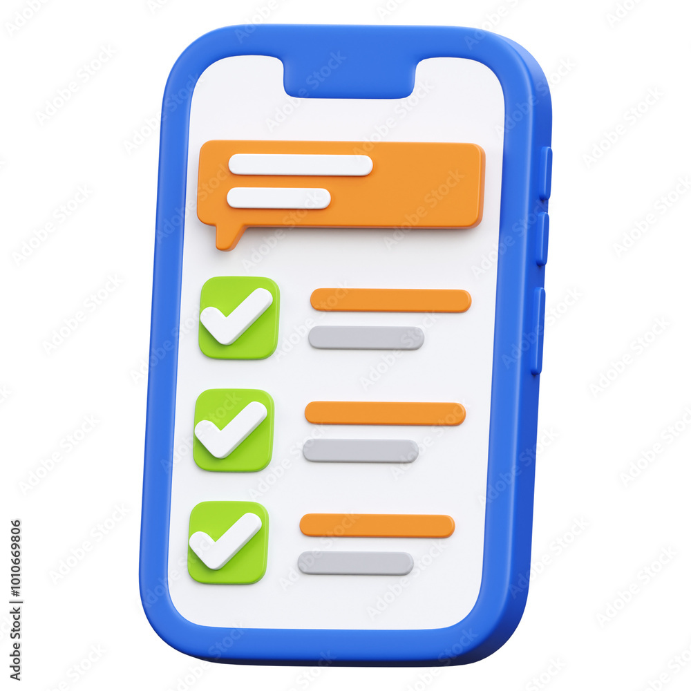 3D render mobilel survey icon illustration 3D render mobilel survey icon illustration