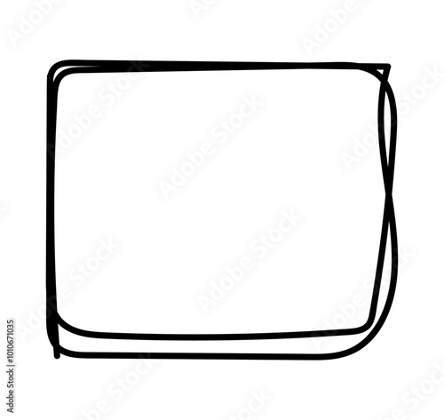 Hand drawn square frames in sketchy style. Doodle frames. Black frame hand drawn on white background. Rectangle frame line. empty black boxes. Rubber square stamp. vector illustration