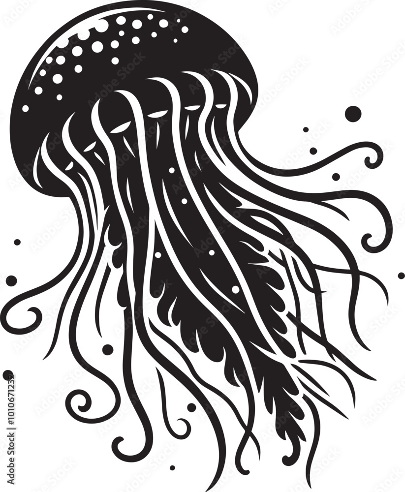 Beautiful Jellyfish Silhouette isolated on a white background Minimalist Jellyfish vector shape Beautiful Jellyfish Silhouette isolated on a white background Minimalist Jellyfish vector shape