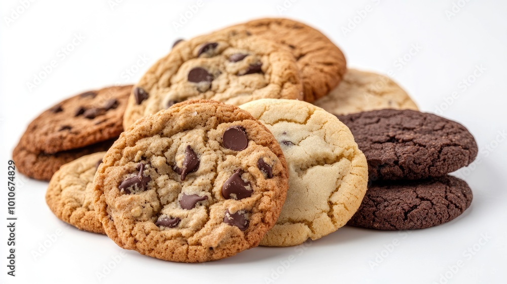 Assorted Delicious Cookies on a White Background Assorted Delicious Cookies on a White Background