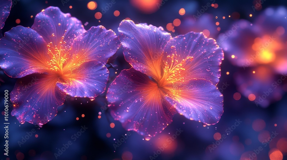 Glowing Abstract Flower with Neon Petals Generative AI Glowing Abstract Flower with Neon Petals Generative AI