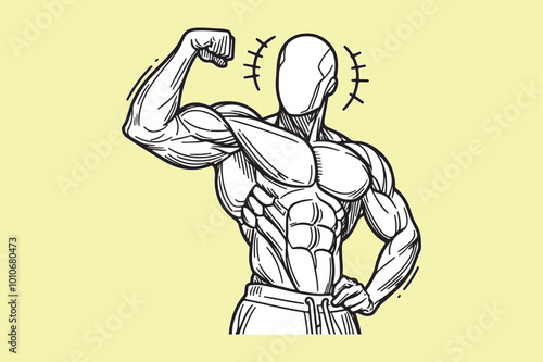 Muscular bodybuilder vector silhouette