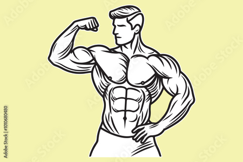 Muscular bodybuilder vector silhouette
