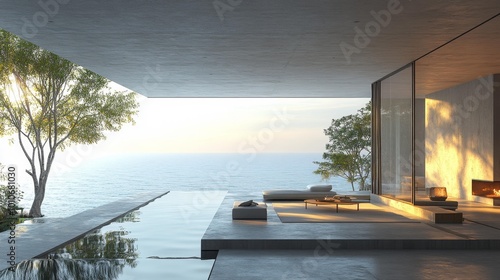 Modern Seaside Minimalist Home Generative AI