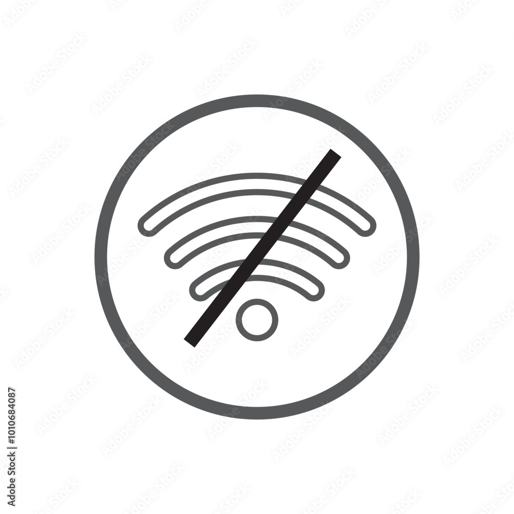 No Wifi icon vector. No internet signal logo design. Wifi network is not available vector icon illustration isolated on white background No Wifi icon vector. No internet signal logo design. Wifi network is not available vector icon illustration isolated on white background