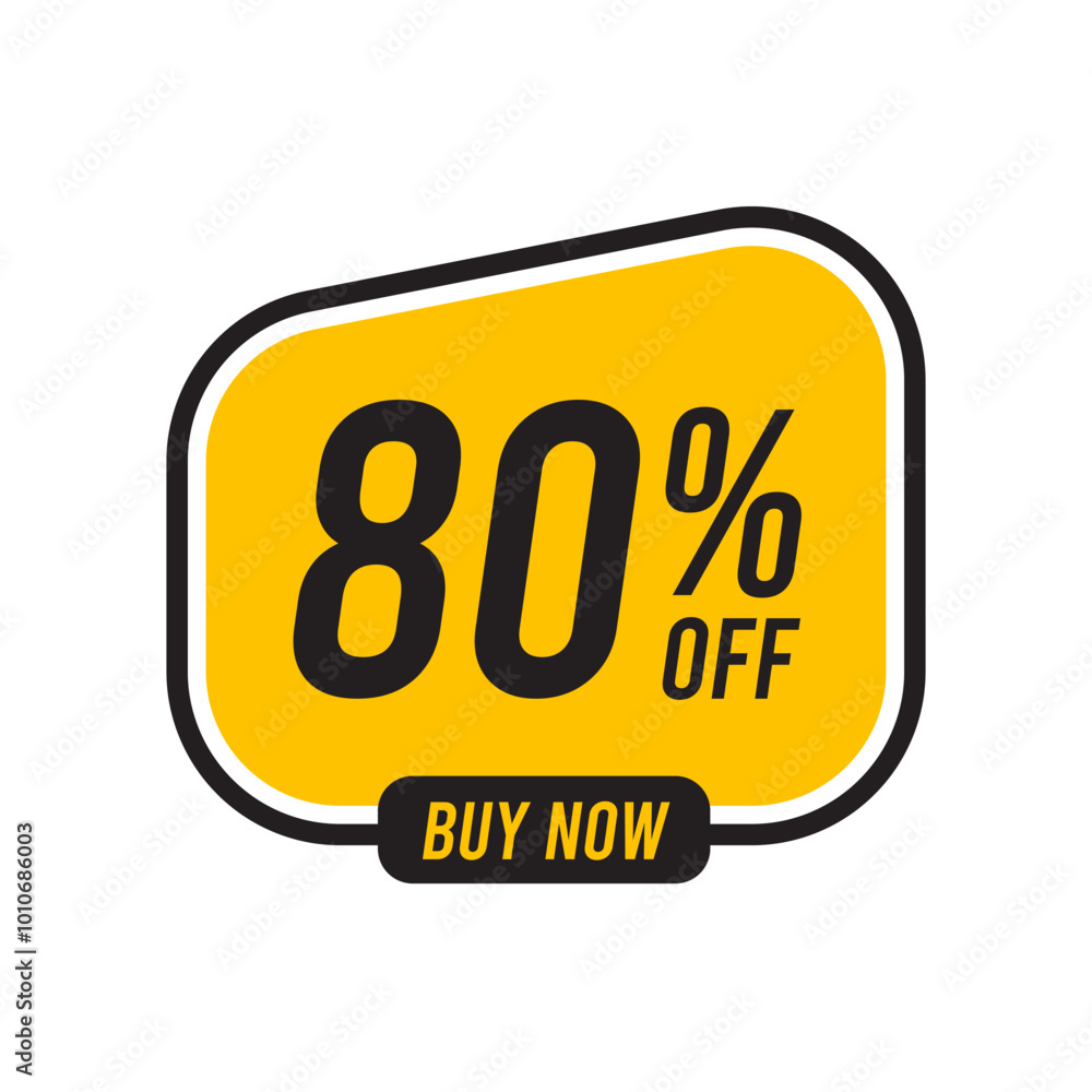Discounts 80 percent off. Yellow template on white background. Vector illustration Discounts 80 percent off. Yellow template on white background. Vector illustration