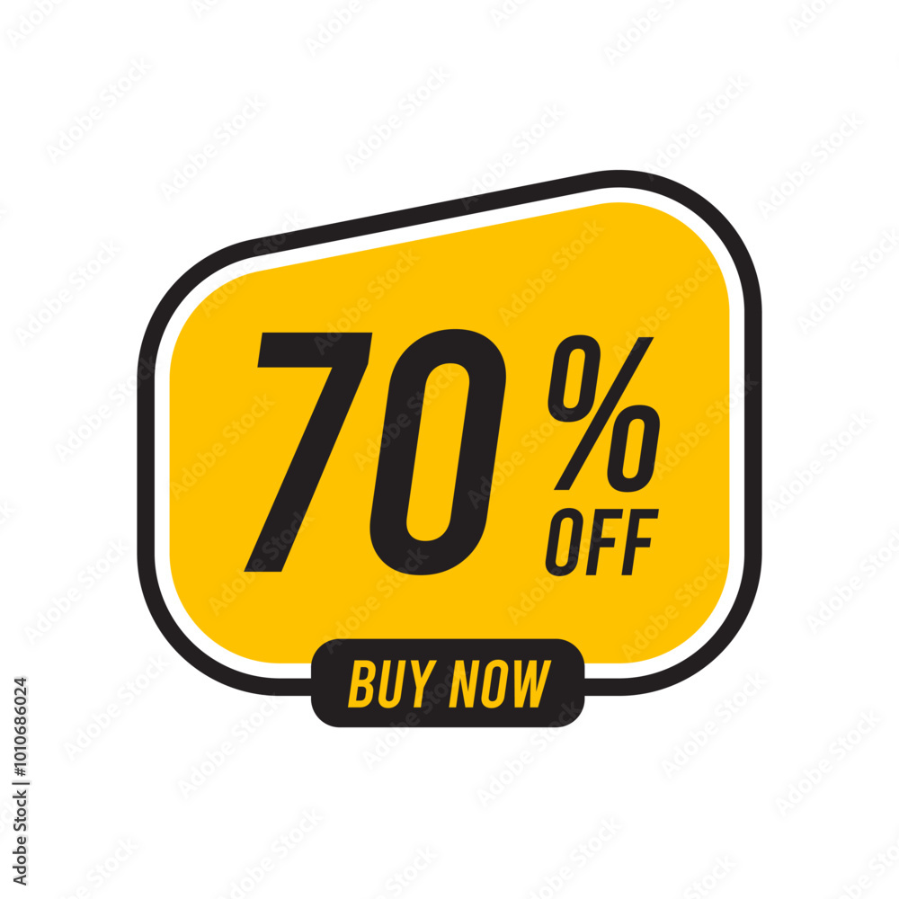 Discounts 70 percent off. Yellow template on white background. Vector illustration Discounts 70 percent off. Yellow template on white background. Vector illustration