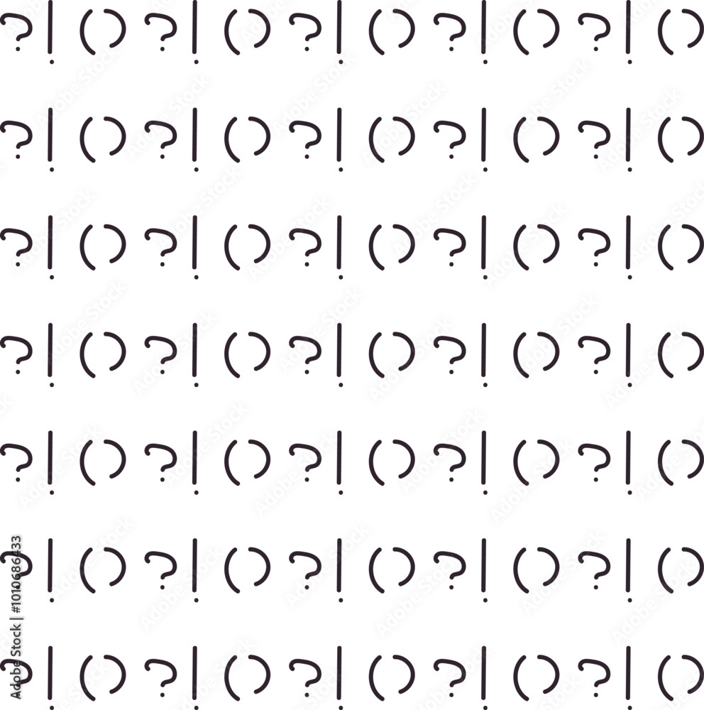 The question mark, exclamation mark and brackets form the texture. The question mark, exclamation mark and brackets form the texture.
