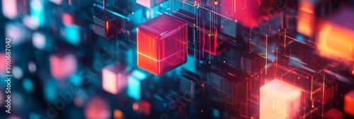 Obraz na płótnie AI-generated data arrays visualized in 3D w salonie