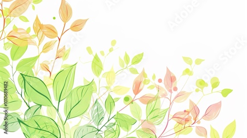 nature background foliage with watercolor style