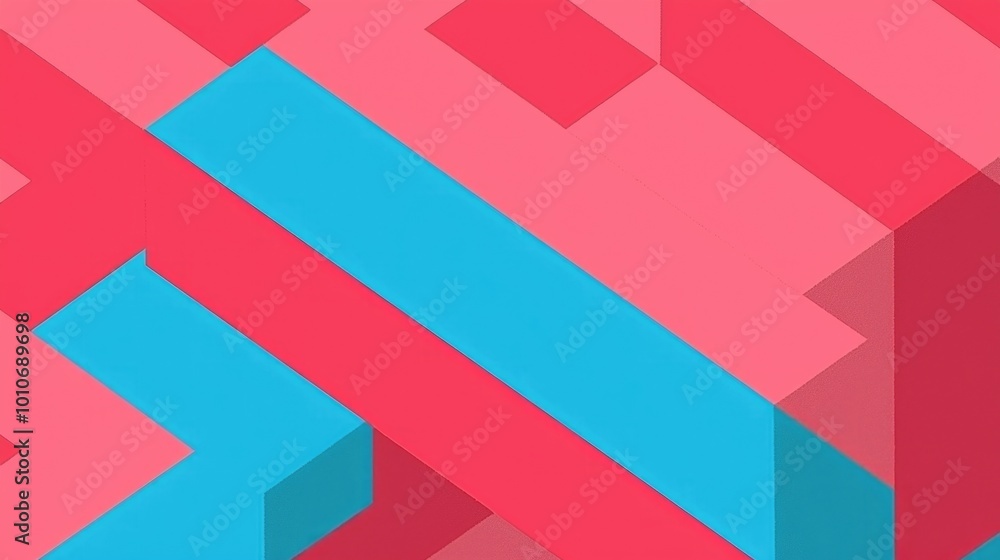 Abstract geometric pattern in vibrant pink and blue hues