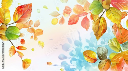 nature background foliage with watercolor style
