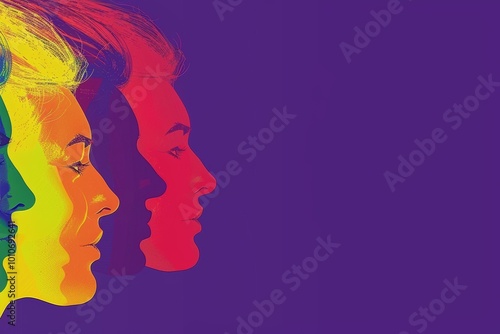 Colorful profile silhouettes representing diversity and self-expression on a vibrant background.